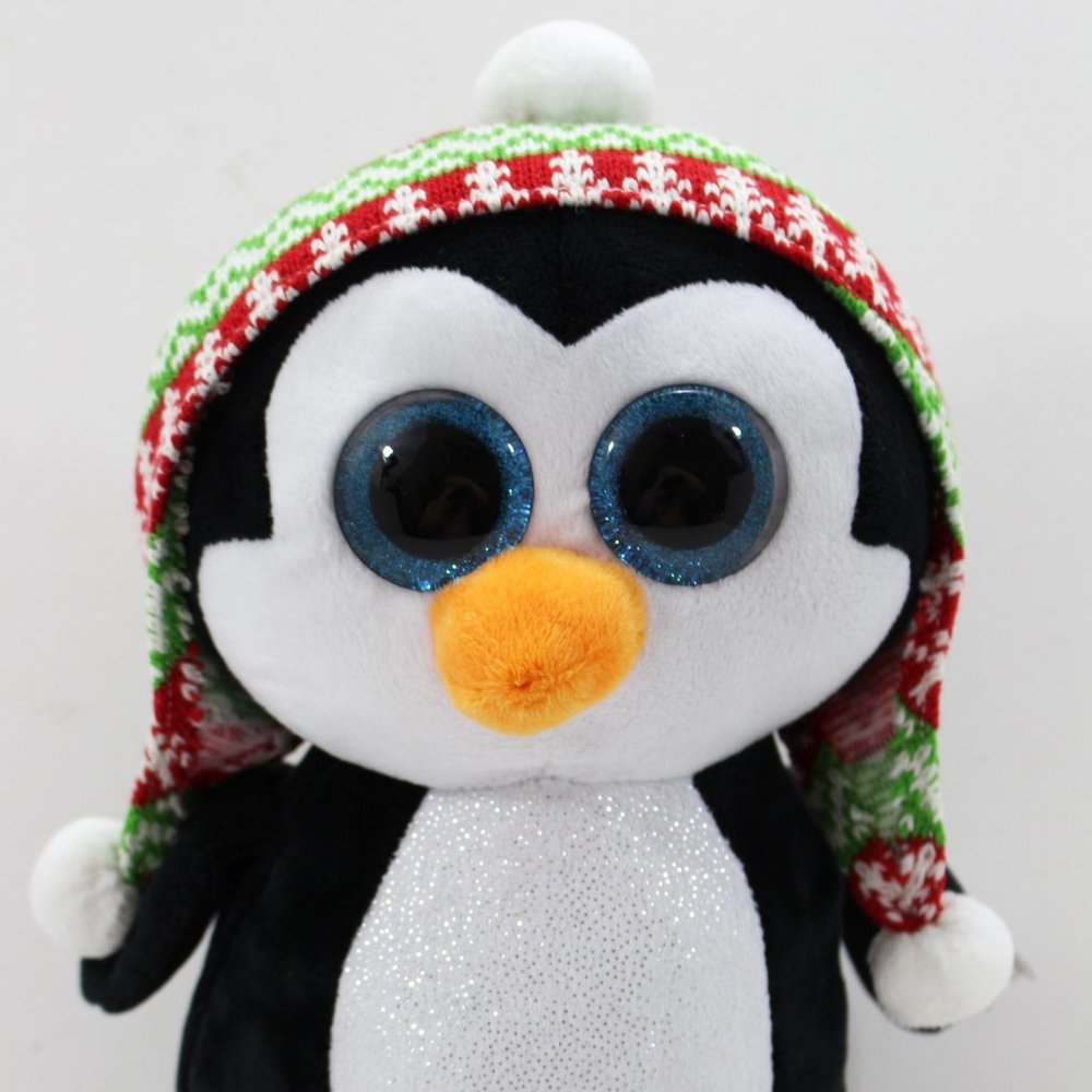 TY Beanie Boos Penelope Penguin 9” Plush Christmas Knit Hat NEW NWT Glitter